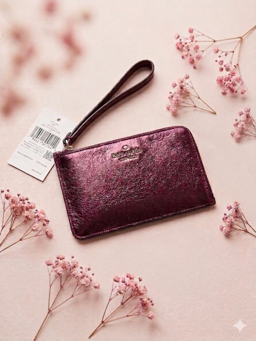 Kate Spade Lucy Small L-Zip Wristlet Dark Raspberry NWT - Picture 1 of 11